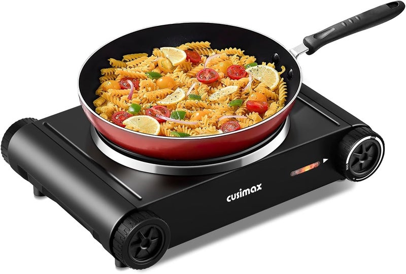 CUSIMAX Hot Plate,1500W Electric Portable Cast Iron Stove with Temperature Controls,Hot Plates for Cooking,Compatible for All Cookwares,Concealed Handle,Easy to Clean - Image 1
